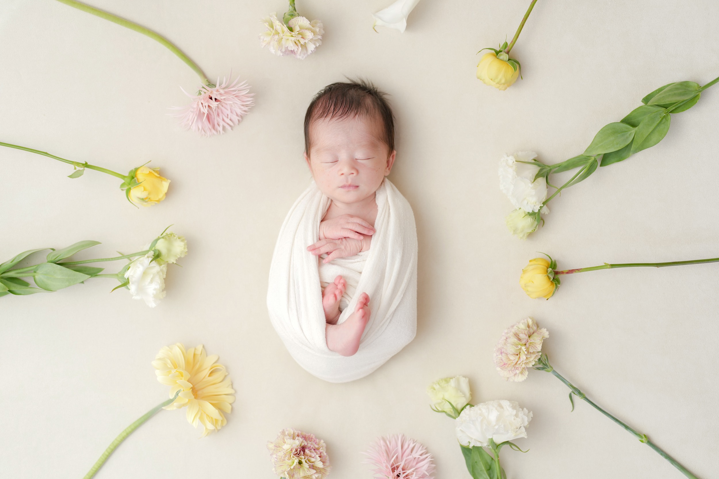飯田市で生花ニューボーンフォトの出張撮影をしました！
